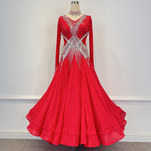 佩佩舞服新款摩登比赛裙 交谊舞 华尔兹大摆连衣裙 量身定制h1033