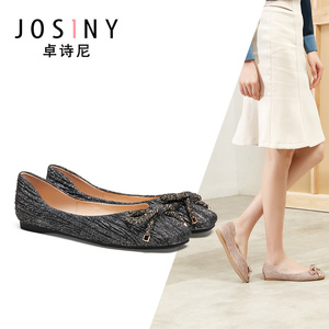 josiny/卓诗尼春秋款女鞋方头蝴蝶结浅口低跟女士单鞋子121910781