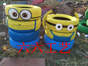 小忆寒寒淘宝幼儿园轮胎装饰创意纯色彩绘工艺品 家庭摆件 公园景观