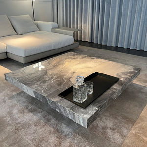 意大利minotti茶几大理石天然威尼斯棕茶几别墅客厅家用现代轻奢