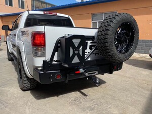 皮卡坦途后杠改装坦途带备胎架油桶架后护杠可按绞盘后护杠配件