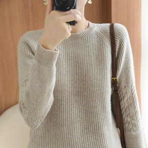 圆套头毛衣元宝针针织衫
