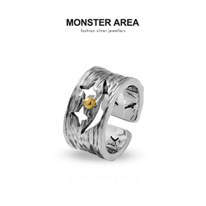 ma s925纯银小丑滑稽笑脸戒指美国个性复古街头主义潮男嘻哈配饰