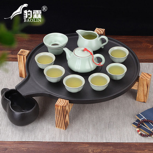 豹霖全自动懒人石墨紫砂陶瓷汝窑功夫茶具套装茶盘干泡茶台茶托盘