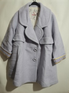 町剪标冬装新款时尚女装潮七分袖绒面中长款羊毛大衣外套C2AA54