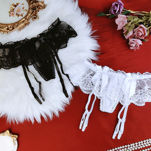 蕾丝黑色吊带袜内裤女性感诱惑丝袜套装情趣丁字裤火辣超薄透明女