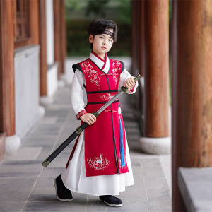 儿童汉服男童中国风原创小男孩古风唐装帅气武侠风古装学生演出服