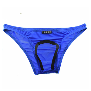 爆款男士性感冰丝三角裤镂空诱惑丝滑情趣内裤男士性感开洞三角裤