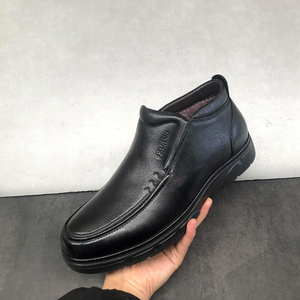 外贸撤柜清仓秋冬羊毛加厚保暖防滑侧拉链中年男士皮鞋高帮鞋棉鞋