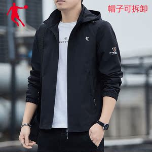 乔丹男薄外套春秋休闲运动aj可脱帽上衣男装衣服春季工装夹克男士