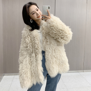 羊羔毛卷毛外套女