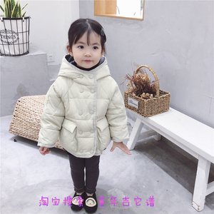 韩国代购女童羽绒服中长款2023新款宝宝冬装儿童加厚棉服连帽外套
