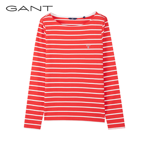 GANT/甘特女装夏新款宽松圆领套头条纹长袖T恤420240