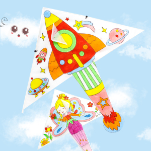 diy材料包儿童手工制作幼儿园半成品风筝简易小玩具涂色教学卡通