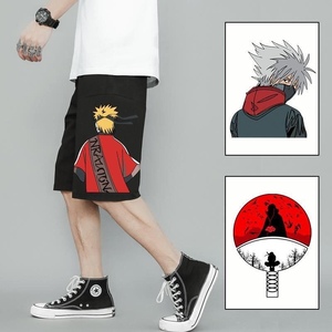 潮牌卡通动漫休闲短裤男夏天火影忍者联名卡卡西鸣人五分裤沙滩裤