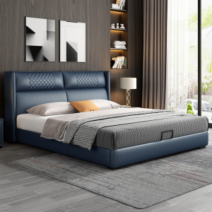 拉芙菲 轻奢真皮床现代简约卧室1.8米双人床北欧简约主卧结婚床