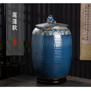 景德镇陶瓷米缸带盖米桶密封茶叶罐中式抽水桶大号油缸水缸腌菜缸