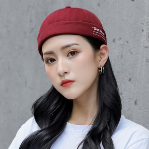 瓜皮帽女夏季地主帽雅痞帽寸头嘻哈潮夏天帽子无檐文艺遮阳西瓜帽