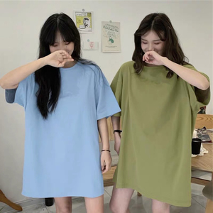夏季2021新款短袖t恤女宽松韩版中长款ins潮牌上衣服女装百搭学生