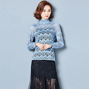 漫兰飘香2018春装新款大码女装春夏装夏季中长款长袖蕾丝衫上衣女