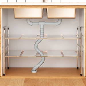 厨房下水槽置物架可伸缩橱柜分层多功能下水道柜子收纳架落地多层