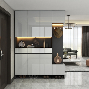 鞋柜入户玄关柜家用一体现代简约定制门厅柜可挂衣帽带坐凳极简