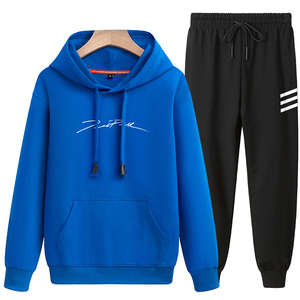 青少年秋季套装男孩运动外套戴帽卫衣十三岁学生胖大童休闲篮球服