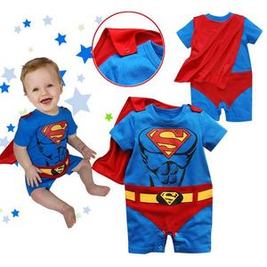 超人蝙蝠侠连体衣婴儿宝宝短袖纯棉爬服春夏秋冬儿童休闲睡衣套装