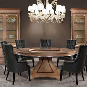 意式餐桌椅组合欧式餐桌客厅圆桌家用实木吃饭桌子定制6人餐台