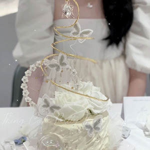 七夕情人节许愿塔蛋糕装饰摆件唯美皇冠鲜花女神生日甜品装扮插件