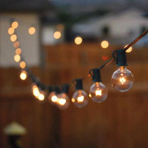 美规G40钨丝玻璃小灯泡串灯户外节日花园派对婚礼庭院装饰小灯串
