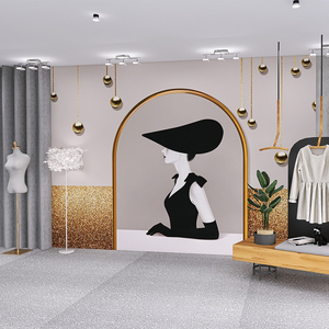 质感墙纸美容院美甲店前台奢侈品服装店直播背景美女壁纸壹鸿设计