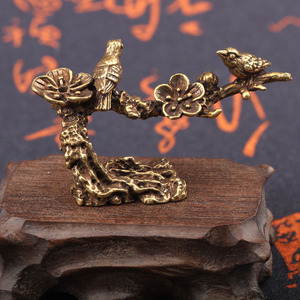 特价包邮古玩杂项收藏纯铜鸟摆件花开富贵喜鹊倒流香桌面茶宠摆件
