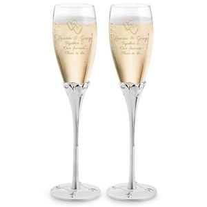 欧式心形镀银珍珠色香摈杯高脚杯结婚香槟杯红酒杯结婚礼品酒杯