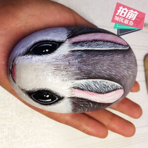 手工石头画 创意diy 彩绘石头画鹅卵石成品手工兔子制作儿童手工