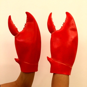螃蟹脚红色虾子腿夹脚餐厅活动宣传龙虾螃蟹爪子夹子钳子手套