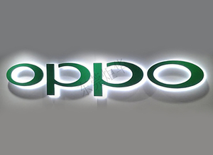 oppo绿色发光字背发光字oppo背景墙注塑字手机店招牌logo现货安装