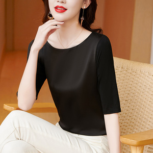 中袖t恤女丝绸