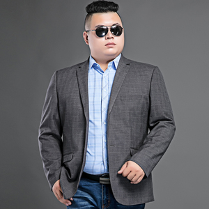大码西装男加肥加大休闲格子西服宽松便西胖子单西外套特大号西服