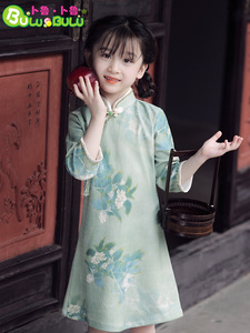 女童新中式旗袍2024春装新款名媛气质高端优雅连衣裙茶艺表演服装