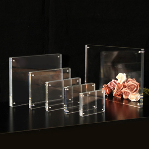 亚克力相框摆台双面水晶卡简约磁铁价格标签牌3 5 6 7寸8透明摆件