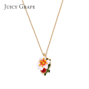 JuicyGrape颈链女短款锁骨链花朵红宝石小清新网红装饰项链毛衣链