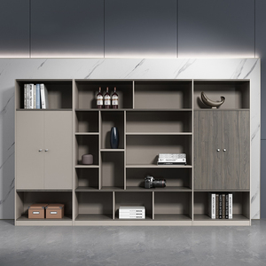 办公文件柜简约现代书柜资料柜木质储存柜落地老板经理办公室书柜