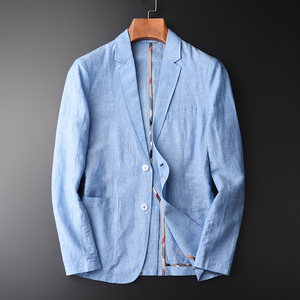 春秋季新款棉麻混纺质感小西服男中青年商务舒适休闲西装外套 ha