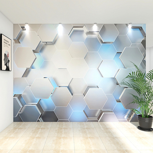 3d立体科技感壁纸几何凹凸电竞馆网吧装修办公室公司前台背景墙纸