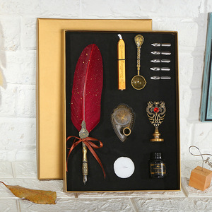 哈利波特蘸水筆復古歐式英倫鵝毛鋼筆火漆印章生日禮物羽毛筆禮盒