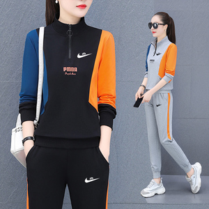 耐克韩运动服套装女秋冬纯棉品牌卫衣休闲时尚长袖两件套装女款