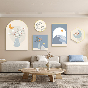 北欧ins客厅装饰画高级感沙发背景墙挂画奶油系艺术感不规则壁画