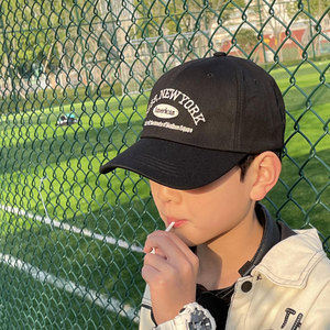 棒球帽儿童鸭舌帽男孩夏季防紫外线太阳帽男童黑色中大童遮阳帽潮