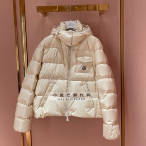 小鱼法国甄选moncler蒙口24春夏女andro薄短款珠光面宽松鹅羽绒服